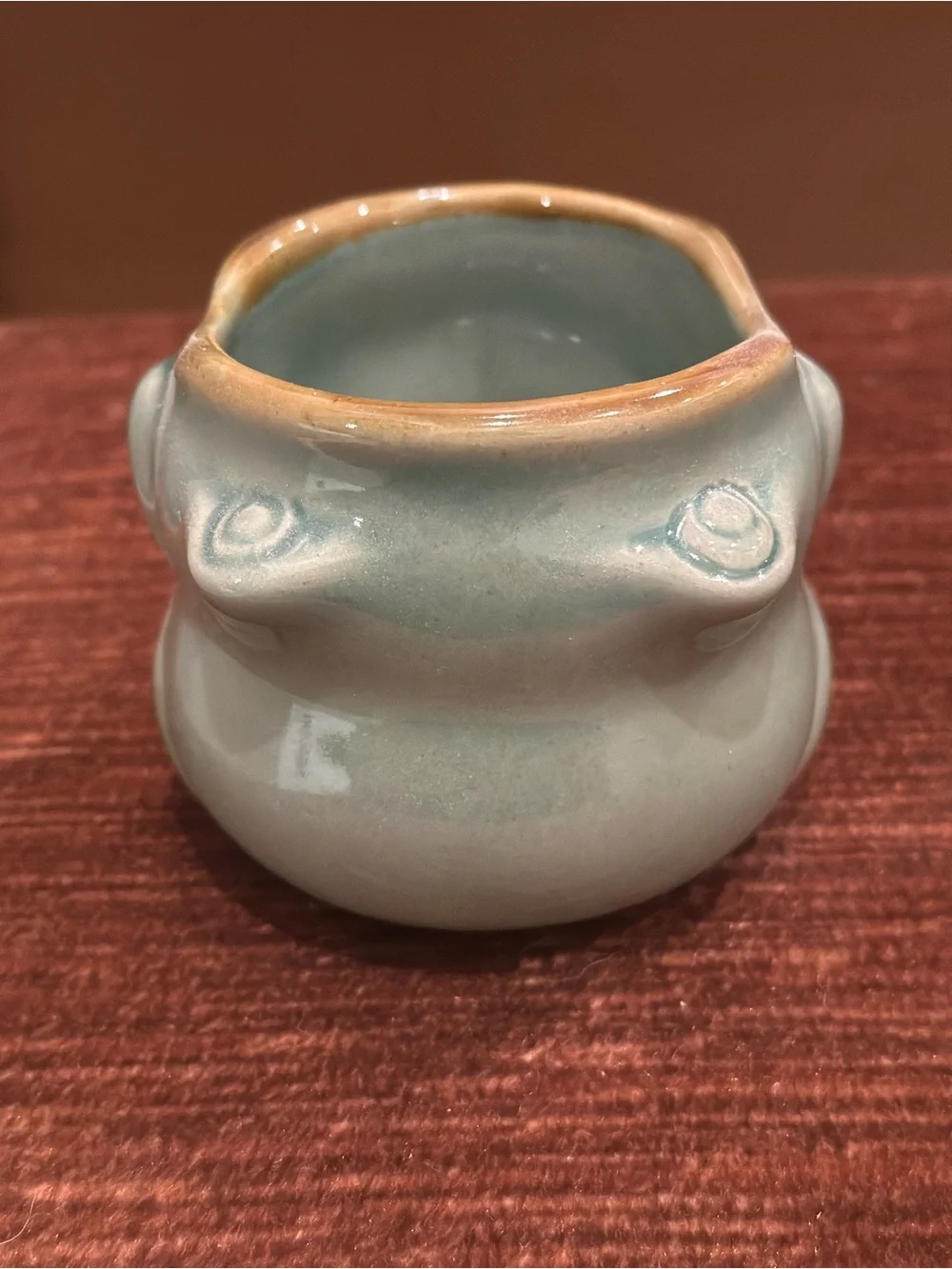 Ceramic Frog Planter in Seafoam Green